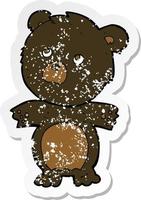 retro distressed sticker of a cartoon funny teddy bear vector