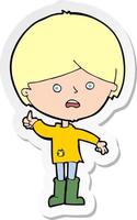 sticker of a cartoon unhappy boy vector