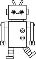 line drawing cartoon robot vector