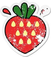 distressed sticker of a cute cartoon strawberry vector