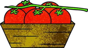 textured cartoon doodle of a box of tomatoes vector