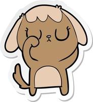 sticker of a cute cartoon dog vector