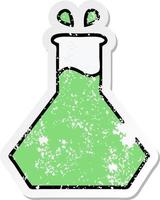 distressed sticker of a cute cartoon science experiment vector