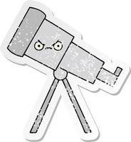 distressed sticker of a cute cartoon telescope vector