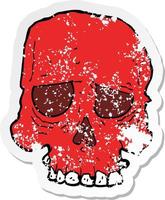 retro distressed sticker of a cartoon spooky skull vector