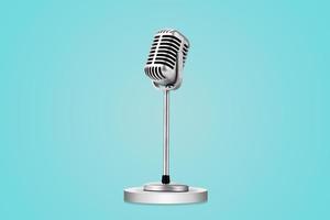 Retro style microphone isolated on blue background photo