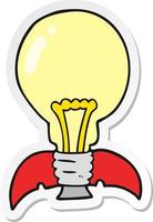 sticker of a cartoon lightbulb rocket ship vector