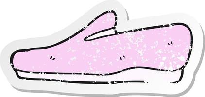 retro distressed sticker of a cartoon slipper vector