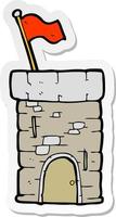 sticker of a cartoon old castle tower vector