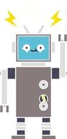 flat color retro cartoon robot vector