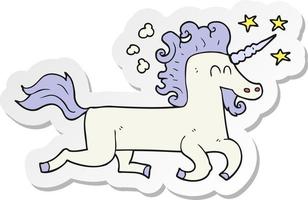 sticker of a cartoon unicorn vector