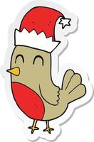 sticker of a cartoon christmas robin vector