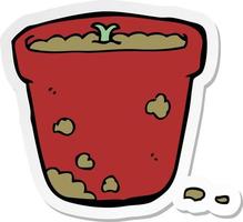 sticker of a cartoon flower pot vector