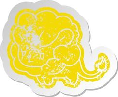 distressed old sticker kawaii cute lion cub vector