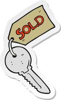 sticker of a cartoon new house key vector