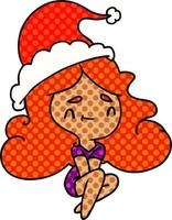 christmas cartoon of kawaii girl vector