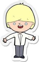 sticker of a cartoon happy boy with open arms vector