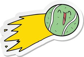 sticker of a flying tennis ball cartoon vector