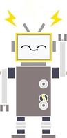 flat color retro cartoon robot vector