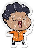 distressed sticker of a laughing cartoon man vector