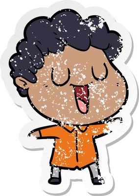 distressed sticker of a laughing cartoon man