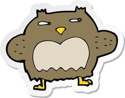 sticker of a cartoon suspicious owl vector