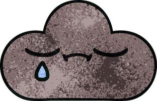 nube de tormenta de dibujos animados de textura grunge retro vector