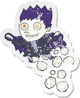 retro distressed sticker of a cartoon vampire vector