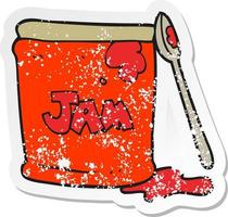 retro distressed sticker of a cartoon jam jar vector