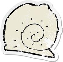 retro distressed sticker of a cartoon snail shell vector