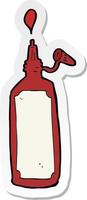 sticker of a cartoon ketchup bottle vector