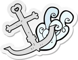 sticker of a cartoon anchor vector