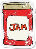 retro distressed sticker of a cartoon jam jar vector