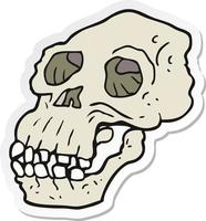 sticker of a cartoon ancient skull vector