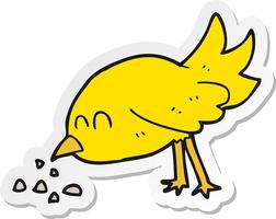 sticker of a cartoon bird pecking seeds vector