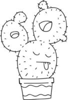 quirky line drawing cartoon cactus vector