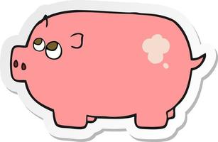 sticker of a cartoon piggy bank vector