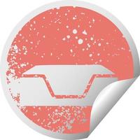 distressed circular peeling sticker symbol empty in tray vector