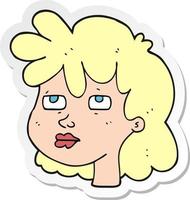 sticker of a cartoon female face vector