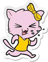 sticker of a cartoon cat vector