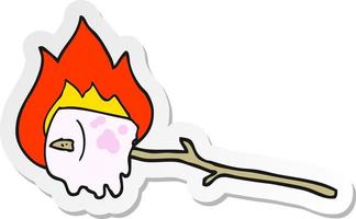 sticker of a cartoon burning marshmallow vector