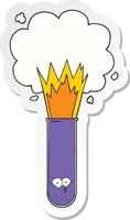 sticker of a cartoon exploding chemicals in test tube vector