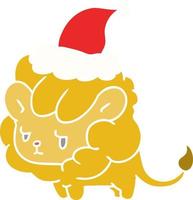 christmas cartoon of kawaii lion vector