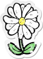 retro distressed sticker of a cartoon flower symbol vector