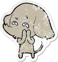 distressed sticker of a cartoon elephant remembering vector
