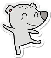 sticker of a friendly bear dancing vector