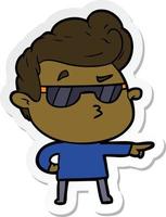 sticker of a cartoon cool guy vector