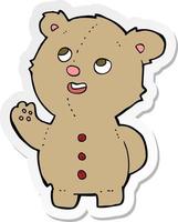 sticker of a cartoon cute teddy bear vector