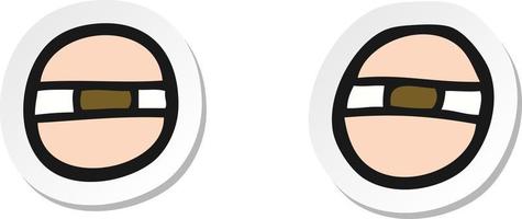 sticker of a cartoon suspicious eyes vector