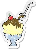 retro distressed sticker of a cartoon ice cream vector